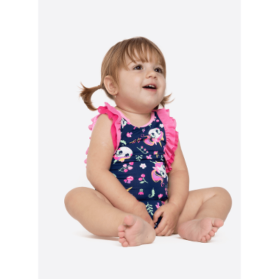 Maiô Com Proteção Solar Bebê Menina Unicórnio Encantado