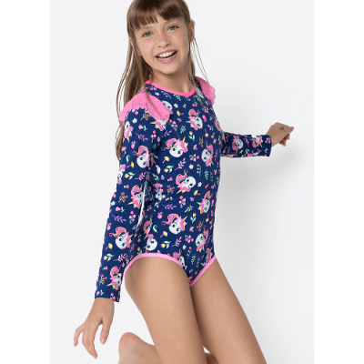 Maiô Manga Longa Menina Teen Unicórnio Encantado
