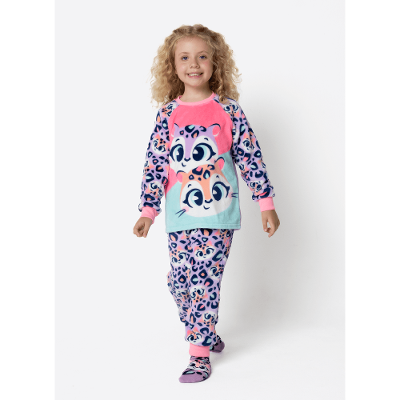 Pijama Manga Longa Soft Menina Onça