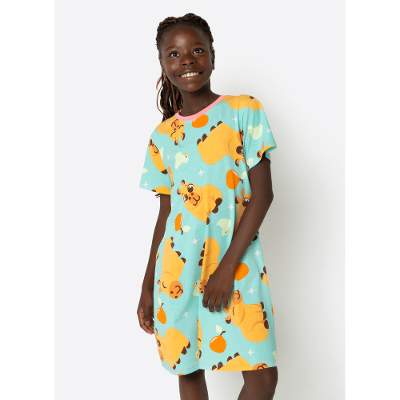 Camisola Manga Curta Algodão Menina Teen Capivara Vibes