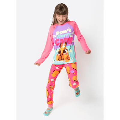 Pijama Manga Longa Viscolycra Menina Teen Capivara Vibes