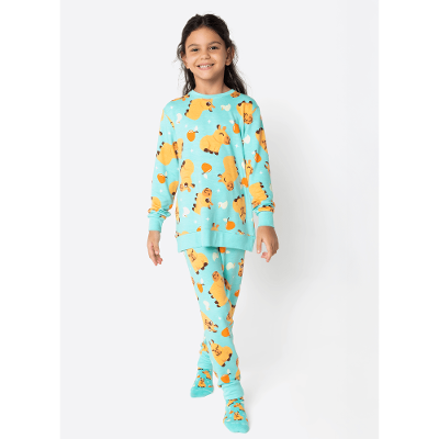 Pijama Manga Longa Viscolycra Unissex Kids Capivara Vibes