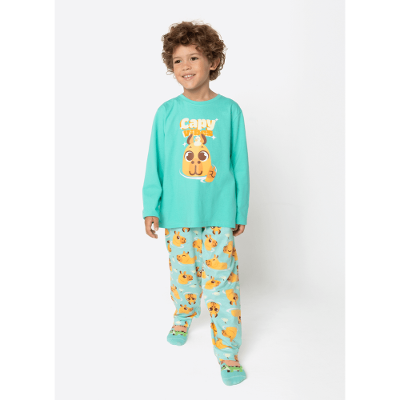 Pijama Manga Longa Algodão Menino Capivara Vibes