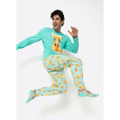 Pijama Manga Longa Algodão Masculino Capivara Vibes