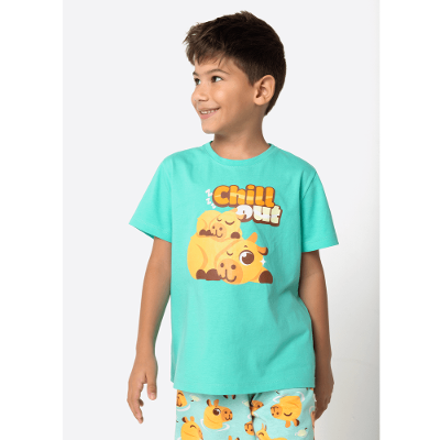 Pijama Manga Curta Algodão Menino Capivara Vibes