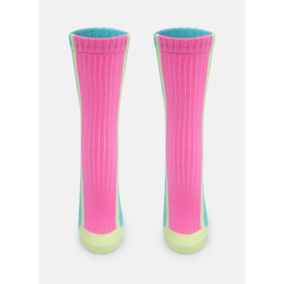 Meia Cano Longo Canelada Feminina Color Block