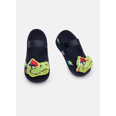 Meia Sapatilha Antiderrapante Bebê Menino Dinossauro Skate com LED
