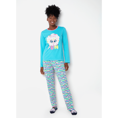 Pijama Manga Longa Algodão Feminino Ovelha