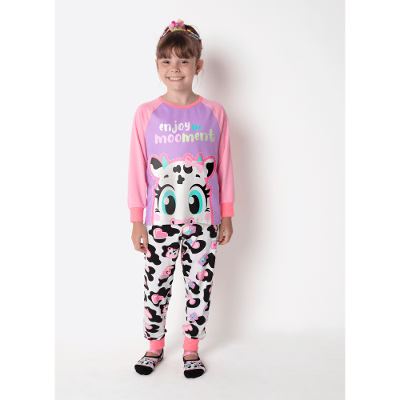 Pijama Manga Longa Viscolycra Menina Vaca Patches