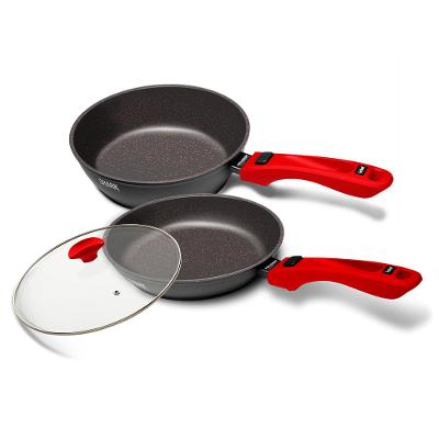 Panelas iChef Ultra Sauté Grand e Day By Day com Tampa de Vidro 24Cm Vermelha