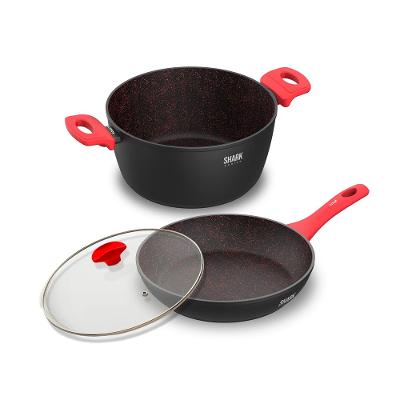 Panelas Ichef Home Sauté Grand e Family Size com Tampa de Vidro 24Cm Vermelha