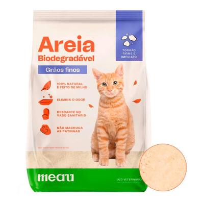 Areia Higiênica Meau Biodegradável Grãos Finos para Gatos - 8 Kg (2 unidades de 4kg)