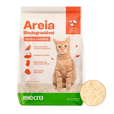 Areia Higiênica Meau Biodegradável Grãos Médios para Gatos - 8 Kg (2 unidades de 4kg)