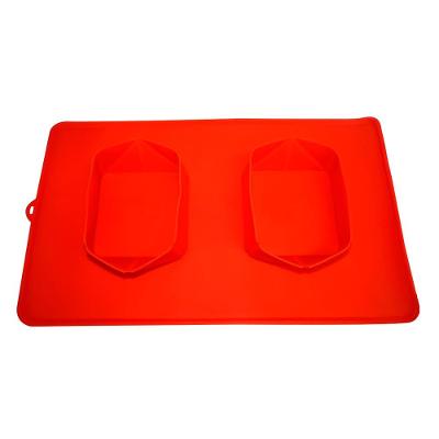 Comedouro e Bebedouro Silicone Quadrado Vermelho - Tam. Único