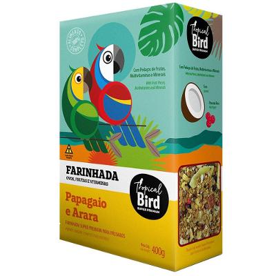 Ração Extrusada Tropical Bird Farinhada Super Premium com Frutas Cristalizadas para Papagaio e Arara