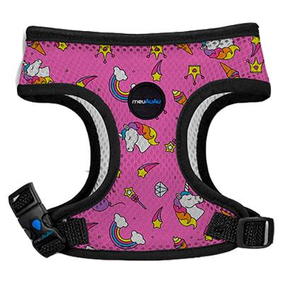 Peitoral Mesh Unicórnio Rosa para Cães - Tam. P