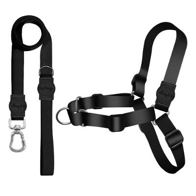 Kit Guia Premium + Peitoral Antipuxão Dog Trip Brasil Classic Black para Cães - Tam. M