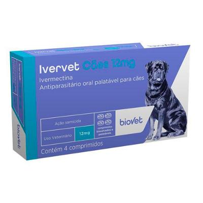 Antiparasitário Biovet Ivervet Ivermectina 4 Comprimidos - 12 mg