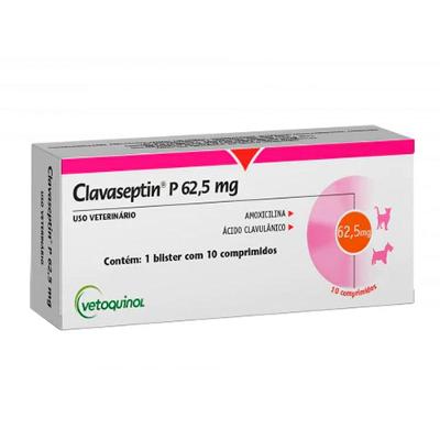 Antibiótico Vetoquinol Clavaseptin P 62,5 mg para Cães e Gatos - 10 Comprimidos
