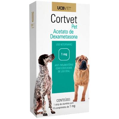Anti-Inflamatório UCBVET Acetato de Dexametasona Cortvet Pet para Cães - 1 mg