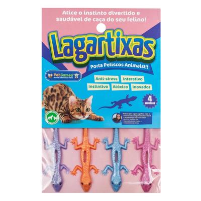 Brinquedo Porta Petisco Lagartixa para gatos - 4 Unidades