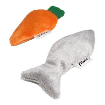 Brinquedo Pelúcia Cenoura e Peixe com Catnip para Gatos - Tam. Único