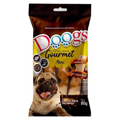 Osso Doogs Gourmet para Cães Adultos Porte Mini Sabor Costelinha Defumada - 80g