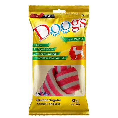 Osso Doogs Colorido Nó Médio 5/6 para Cães - 80 g