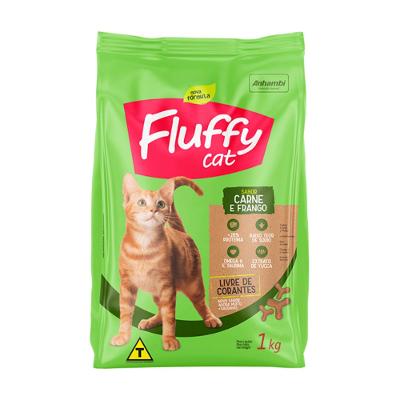 Ração Seca Fluffy Cat Carne e Frango para Gatos Adultos - 1 Kg
