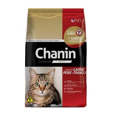 Ração Seca Chanin Carne, Peixe e Frango para Gatos Adultos - 10,1 Kg