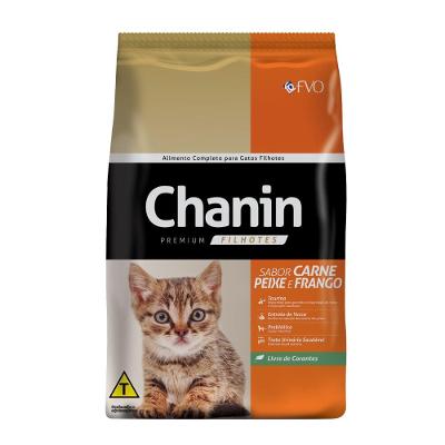 Ração Seca Chanin Carne, Peixe e Frango para Gatos Filhotes - 25 Kg