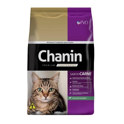 Ração Seca Chanin Carne para Gatos Adultos Castrados - 10,1 Kg