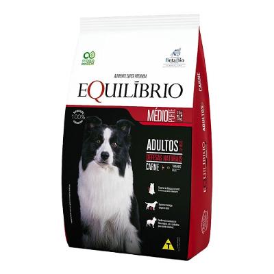 Ração Seca Equilíbrio Carne para Cães Adultos de Porte Médio - 12 Kg