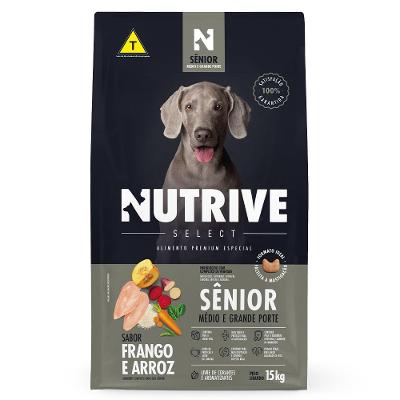 Ração Seca Nutrive Select Frango e Arroz para Cães Sênior Porte Médio e Grande - 15 Kg