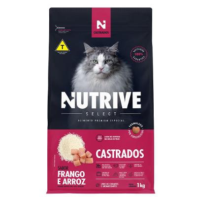 Ração Seca Nutrive Select Frango e Arroz para Gatos Castrados - 1 Kg