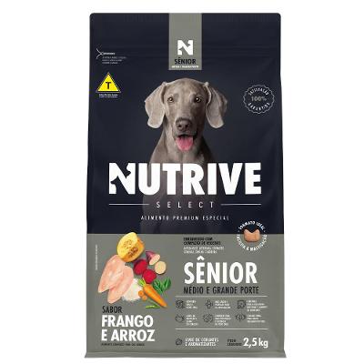 Ração Seca Nutrive Select Frango e Arroz para Cães Sênior Porte Médio e Grande - 2,5 Kg