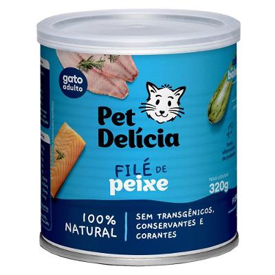 Ração Úmida Pet Delícia Natural Proteína Alternativa Filé de Peixe para Gatos - 320g