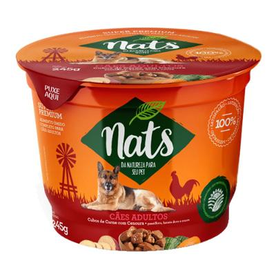 Ração Úmida Nats Cubos de Carne com Cenoura para Cães Adultos - 245 g