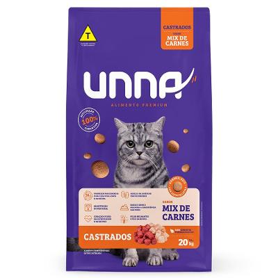 Ração Seca Unna Mix de Carnes para Gatos Castrados - 20 Kg