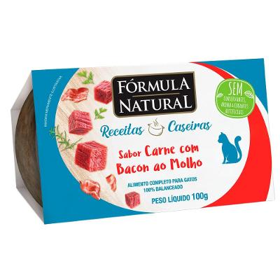 Ração Úmida Fórmula Natural Receitas Caseiras Carne com Bacon ao Molho para Gatos - 100 g
