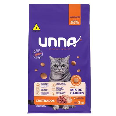 Ração Seca Unna Mix de Carnes para Gatos Castrados - 1 Kg