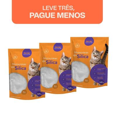 Areia Sílica Meau Microcristais para Gatos - 5,4 Kg (3 unidades de 1,8kg)