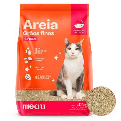 Areia Sanitária Meau Grãos Finos Perfume Floral para Gatos - 12 Kg