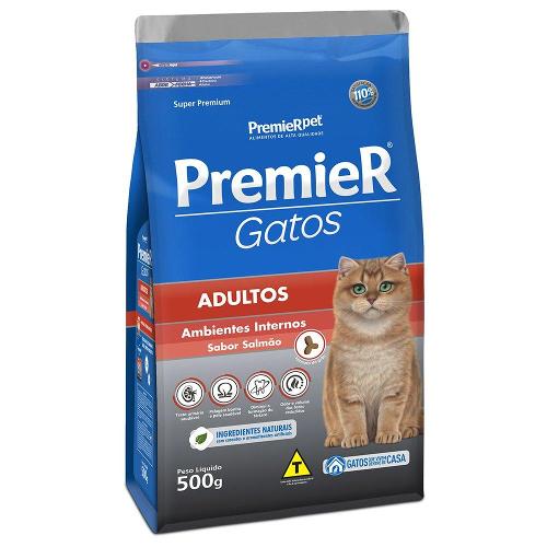 Ração Premier Ambientes Internos Salmão Gatos Adultos- 500 g