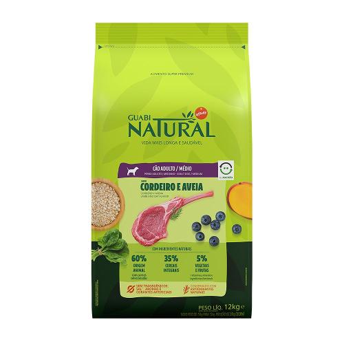 Ração Guabi Natural Cordeiro e Aveia para Cães Adultos Raças Médias - 12 Kg