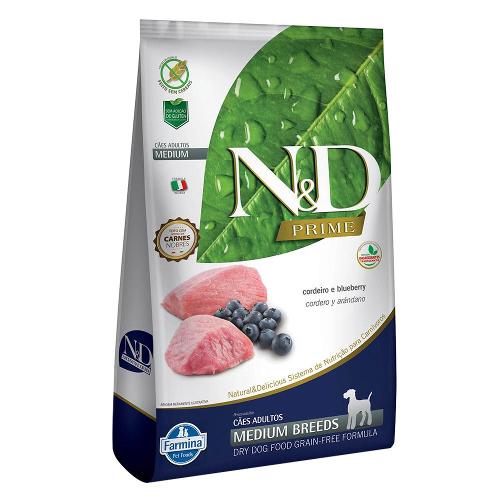 Ração Farmina N&D Prime Cordeiro e Blueberry Cães Adultos Raças Médias - 2,5 Kg