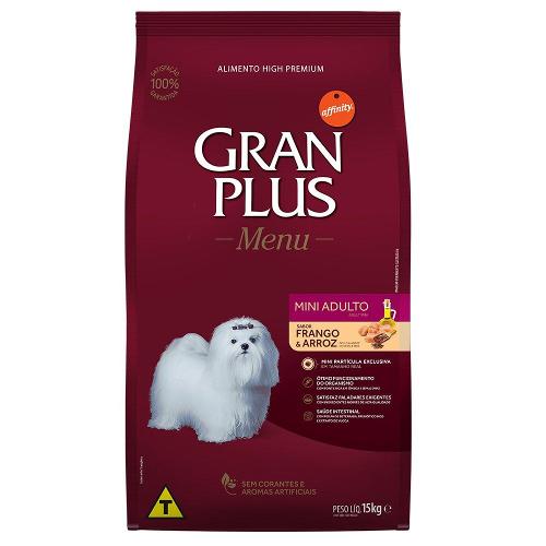 Ração GranPlus Frango e Arroz para Cães Adultos Mini e Pequenas - 15 Kg