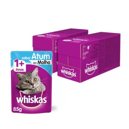 #Kit Ração Úmida Whiskas Sachê Atum ao Molho para Gatos Adultos - 40 Unidades#