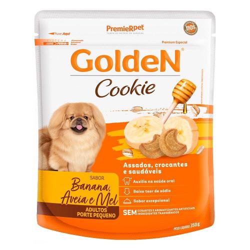 Biscoito GoldeN Cookie para Cães Adultos Porte Pequeno Sabor Banana com Aveia e Mel - 350g