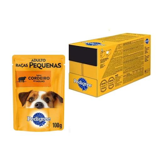 Kit Ração Úmida Pedigree Sachê Cordeiro ao Molho para Cães Adultos de Raças Pequenas - 18 Unidades